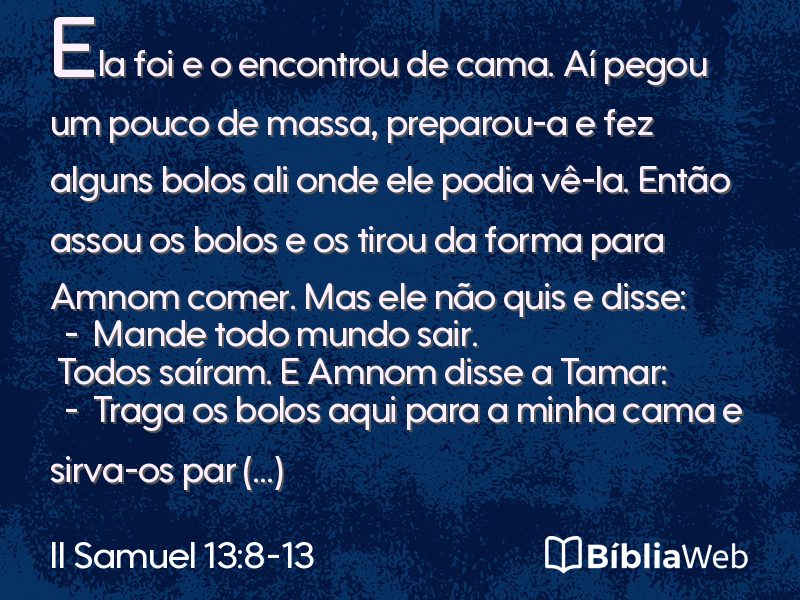 II Samuel 13:8-13 em imagem para compartilhar