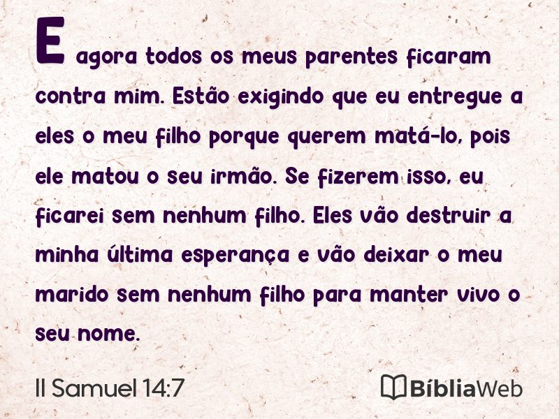 II Samuel 14:7 em imagem para compartilhar