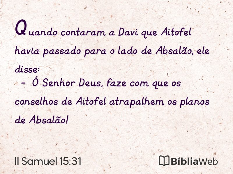 II Samuel 15:31 em imagem para compartilhar