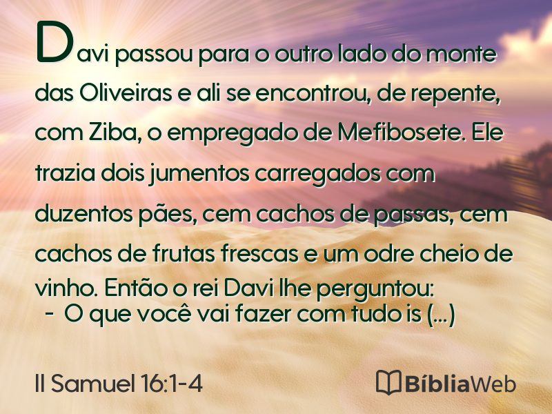 II Samuel 16:1-4 em imagem para compartilhar