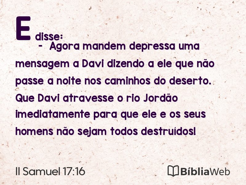 II Samuel 17:16 em imagem para compartilhar