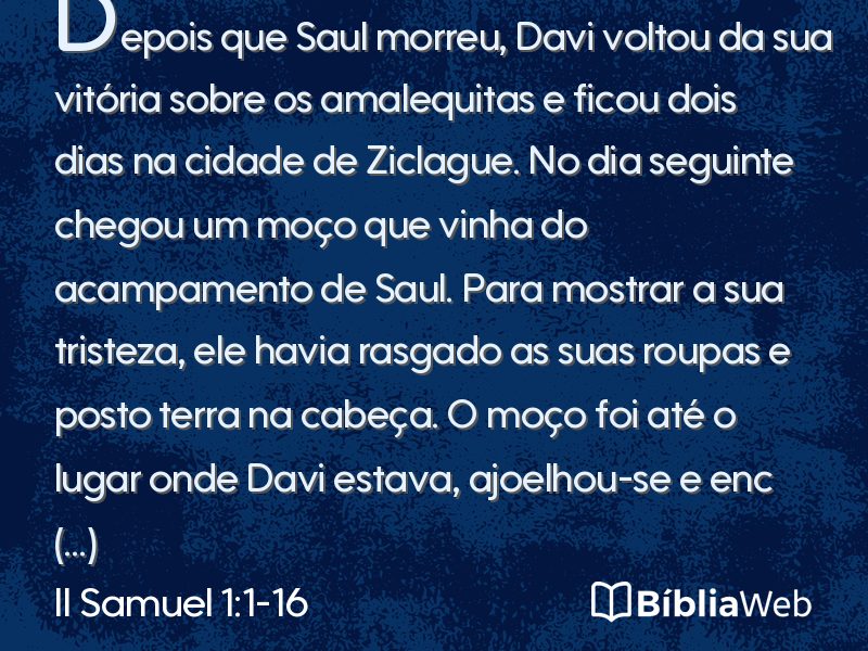 II Samuel 1:1-16 em imagem para compartilhar