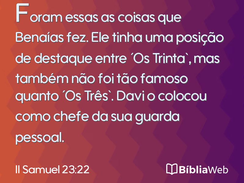II Samuel 23:22 em imagem para compartilhar