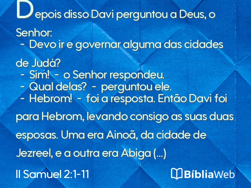 II Samuel 2:1-11 em imagem para compartilhar