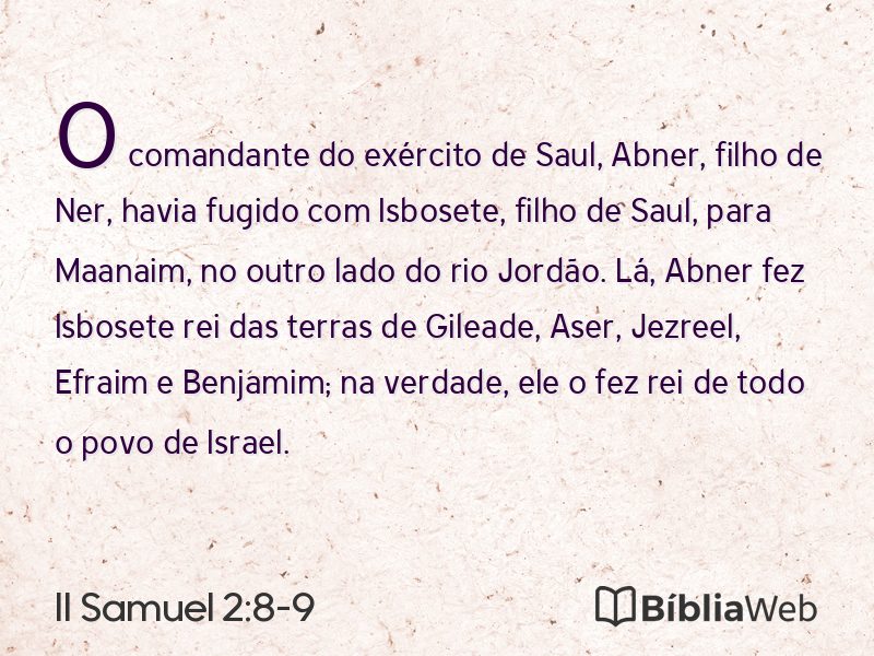 II Samuel 2:8-9 em imagem para compartilhar