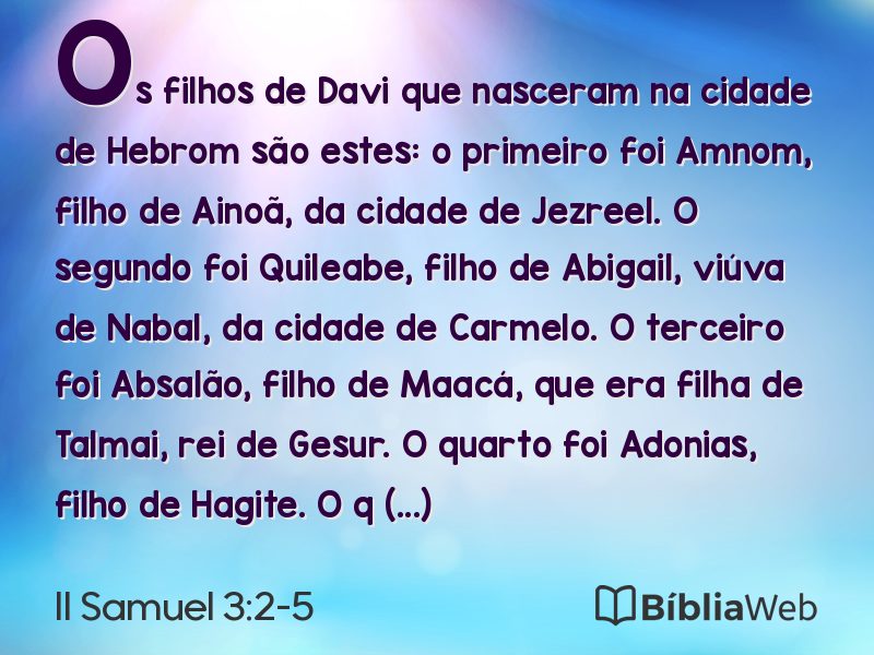 II Samuel 3:2-5 em imagem para compartilhar