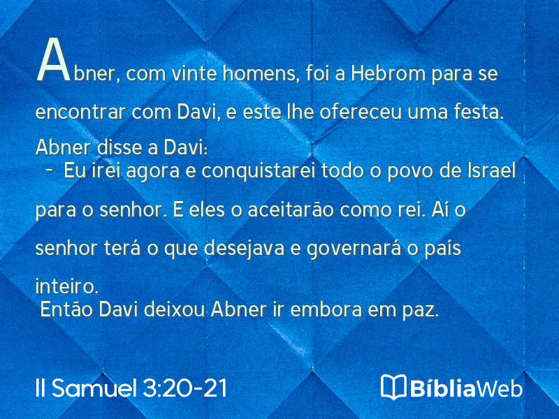 II Samuel 3:20-21 em imagem para compartilhar
