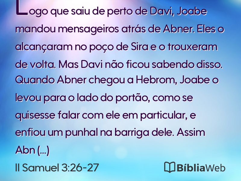 II Samuel 3:26-27 em imagem para compartilhar
