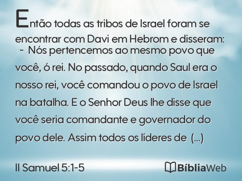 II Samuel 5:1-5 em imagem para compartilhar