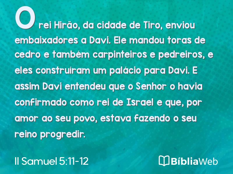 II Samuel 5:11-12 em imagem para compartilhar