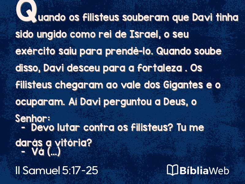 II Samuel 5:17-25 em imagem para compartilhar