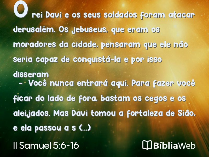 II Samuel 5:6-16 em imagem para compartilhar