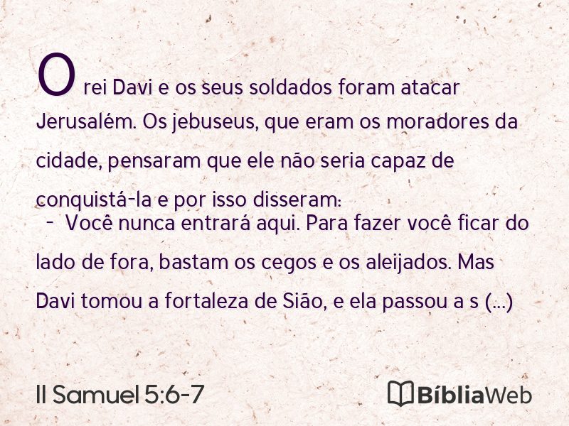 II Samuel 5:6-7 em imagem para compartilhar