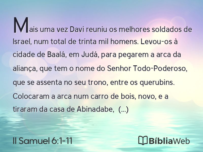 II Samuel 6:1-11 em imagem para compartilhar