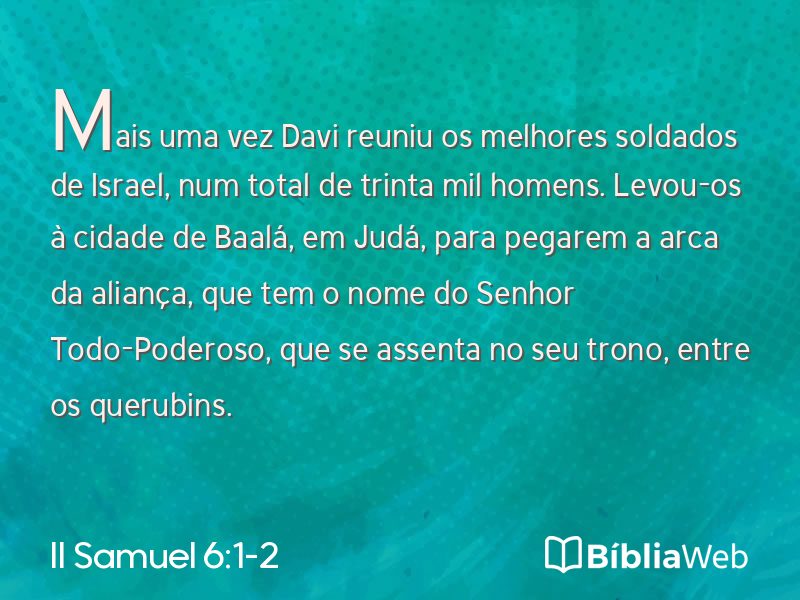 II Samuel 6:1-2 em imagem para compartilhar
