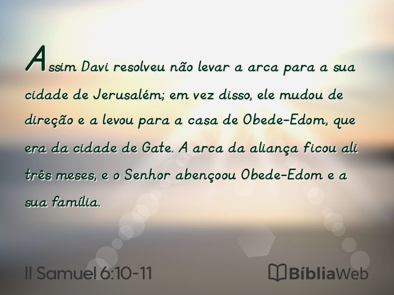 II Samuel 6:10-11 em imagem para compartilhar