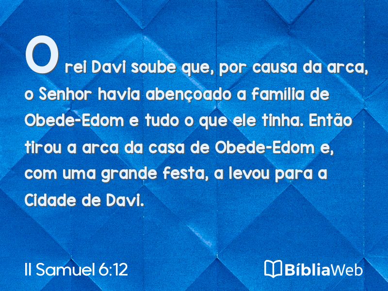II Samuel 6:12 em imagem para compartilhar