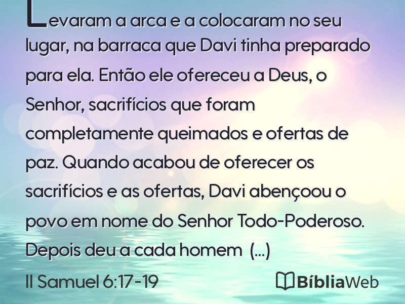 II Samuel 6:17-19 em imagem para compartilhar