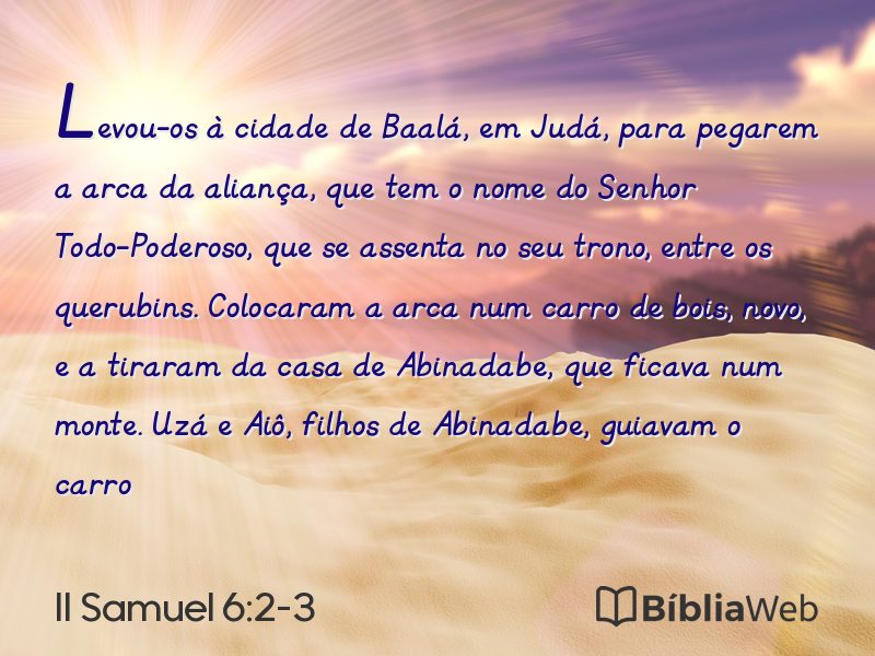 II Samuel 6:2-3 em imagem para compartilhar