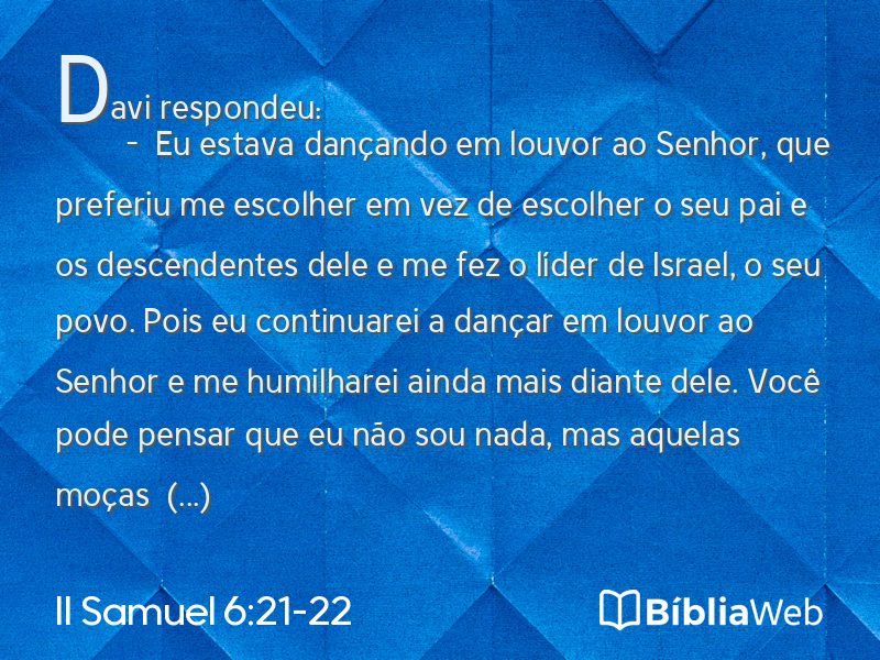 II Samuel 6:21-22 em imagem para compartilhar