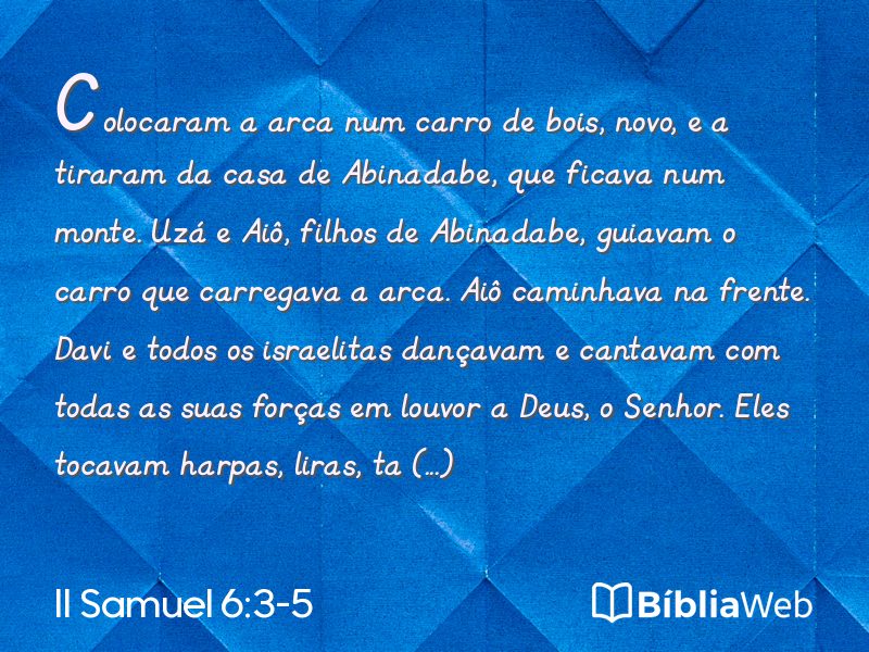 II Samuel 6:3-5 em imagem para compartilhar