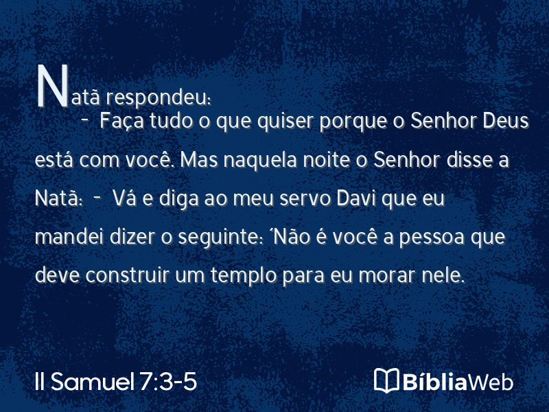 II Samuel 7:3-5 em imagem para compartilhar