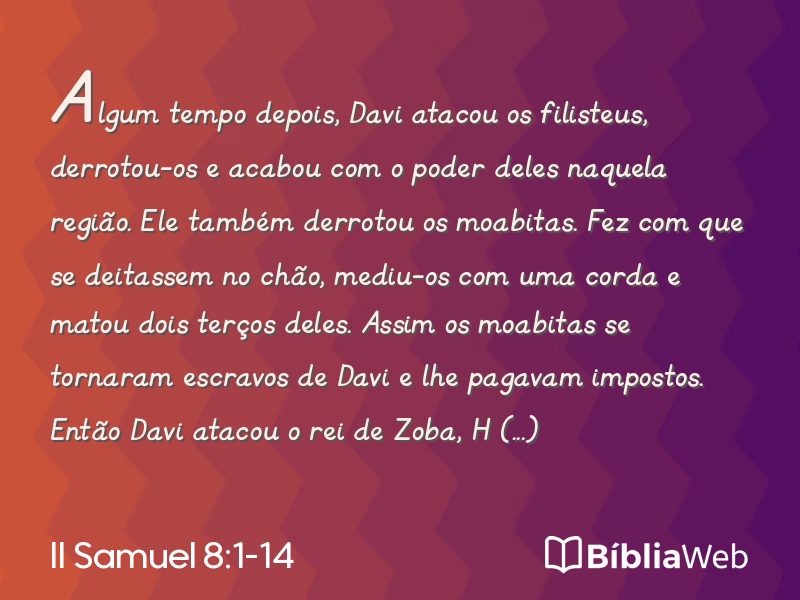 II Samuel 8:1-14 em imagem para compartilhar