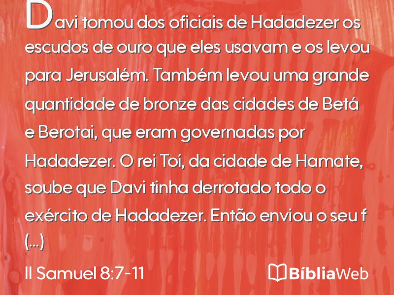 II Samuel 8:7-11 em imagem para compartilhar