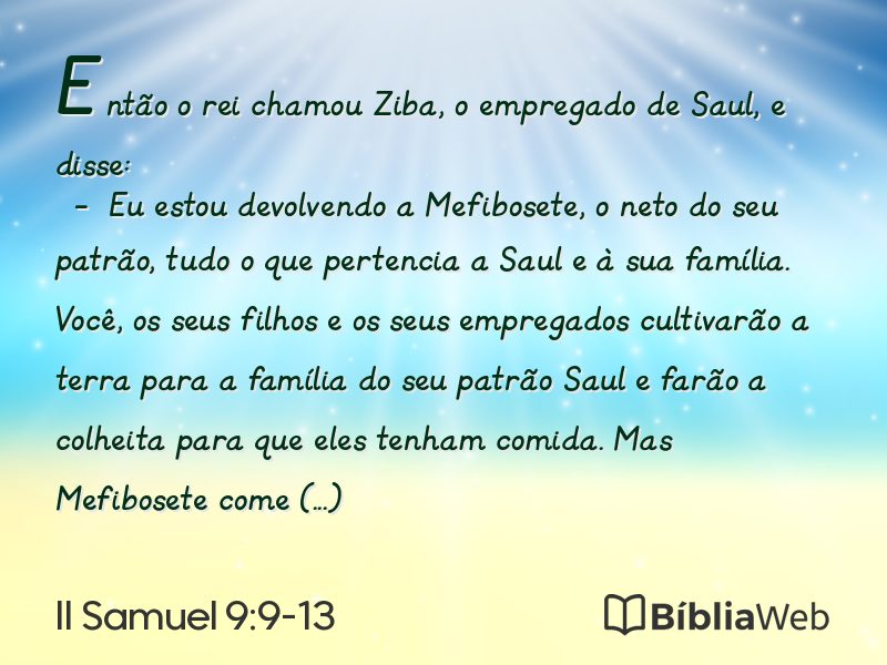 II Samuel 9:9-13 em imagem para compartilhar