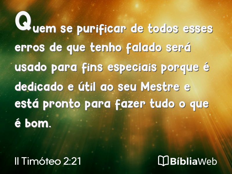 II Timóteo 2:21 em imagem para compartilhar