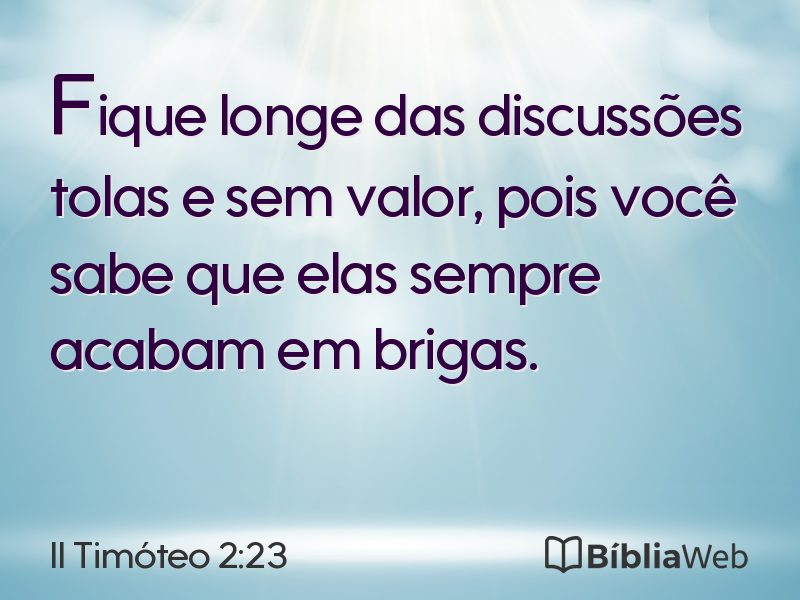 II Timóteo 2:23 em imagem para compartilhar