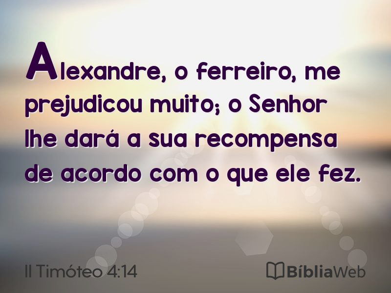 II Timóteo 4:14 em imagem para compartilhar