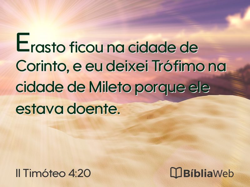 II Timóteo 4:20 em imagem para compartilhar