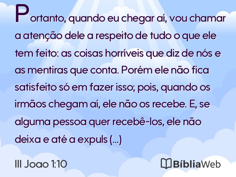 III Joao 1:10 em imagem para compartilhar