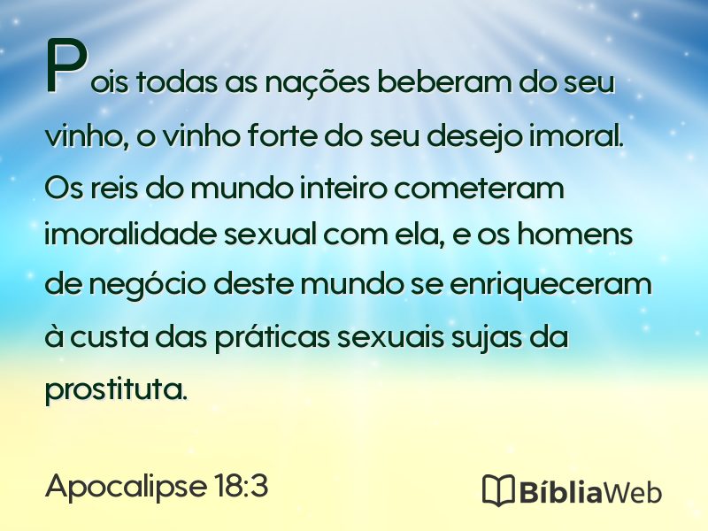 Apocalipse 18:3 em imagem para compartilhar