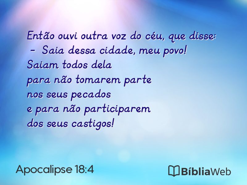 Apocalipse 18:4 em imagem para compartilhar