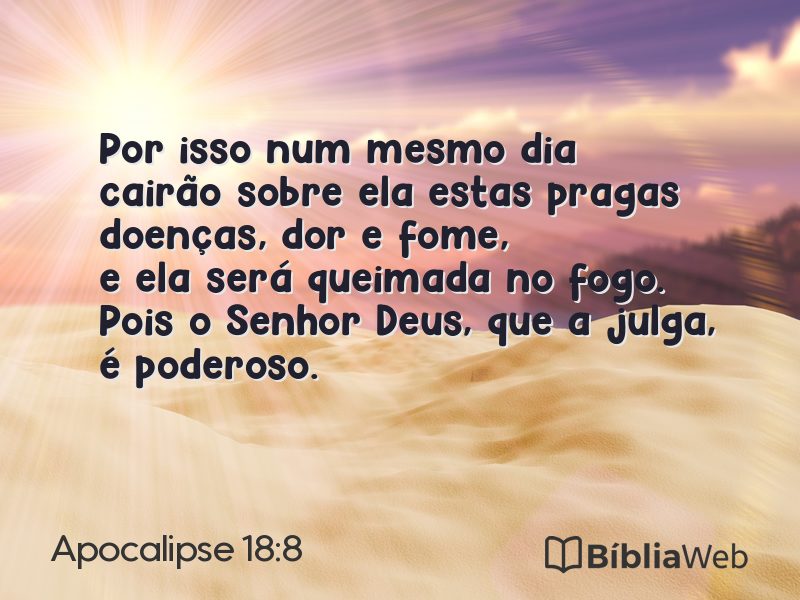 Apocalipse 18:8 em imagem para compartilhar