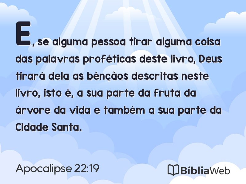 Apocalipse 22:19 em imagem para compartilhar