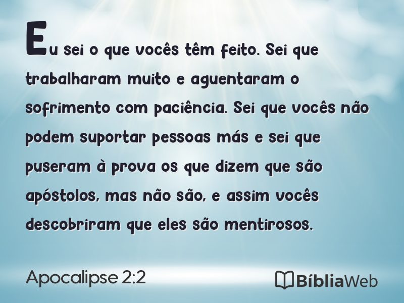 Apocalipse 2:2 em imagem para compartilhar