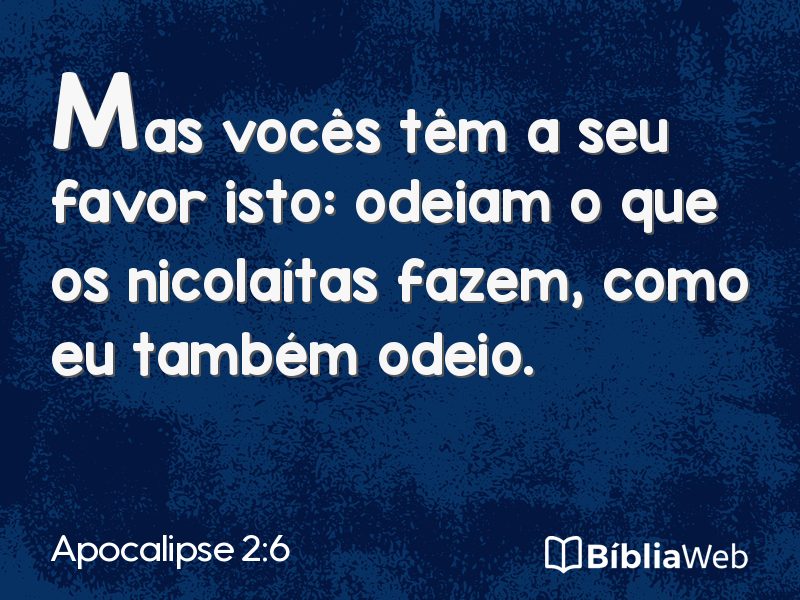Apocalipse 2:6 em imagem para compartilhar