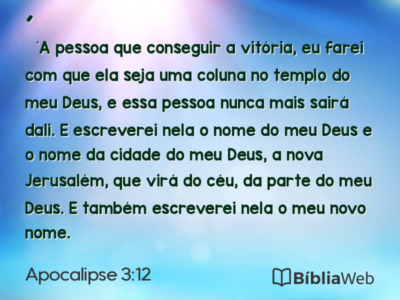 Apocalipse 3:12 em imagem para compartilhar