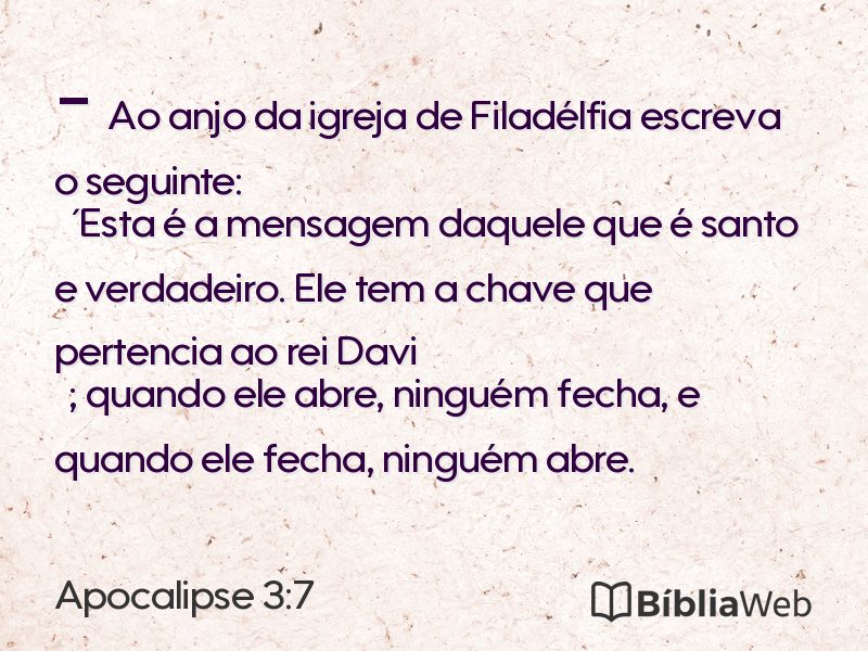 Apocalipse 3:7 em imagem para compartilhar