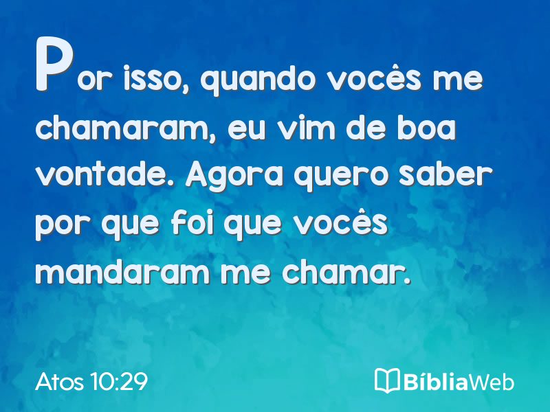Atos 10:29 em imagem para compartilhar