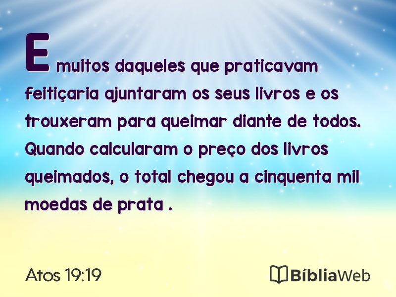 Atos 19:19 em imagem para compartilhar
