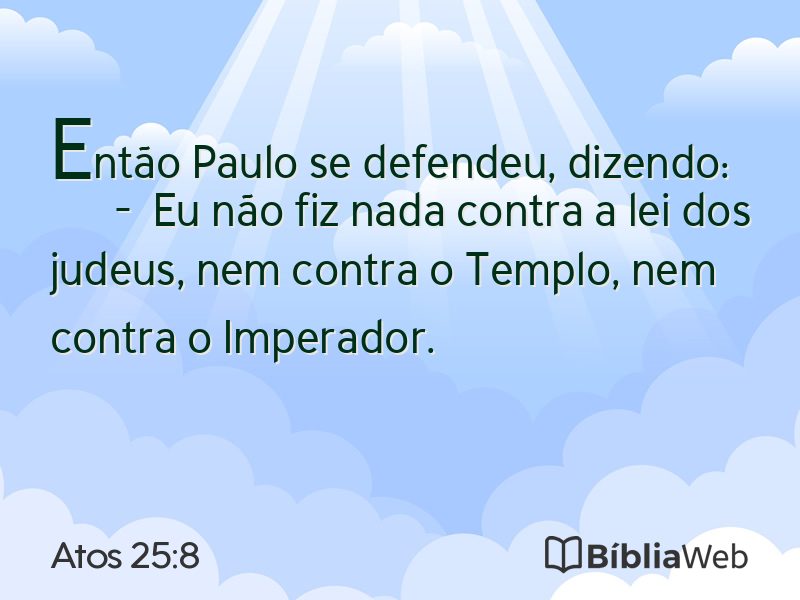 Atos 25:8 em imagem para compartilhar