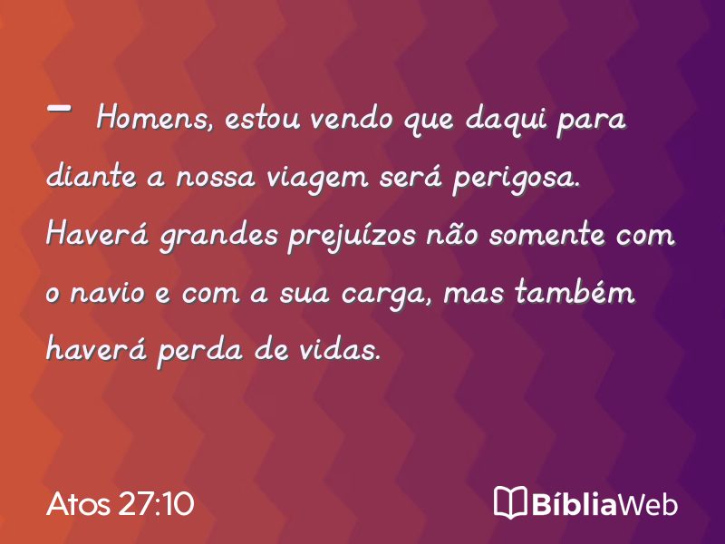 Atos 27:10 em imagem para compartilhar