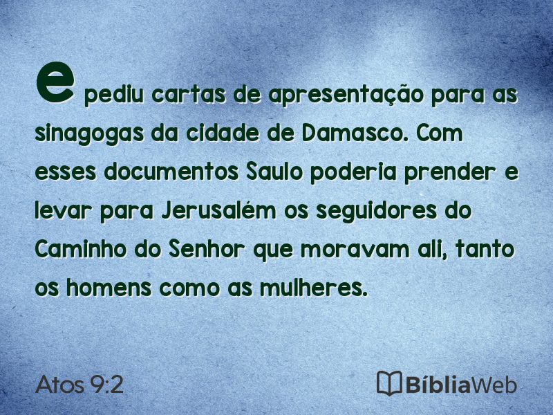 Atos 9:2 em imagem para compartilhar