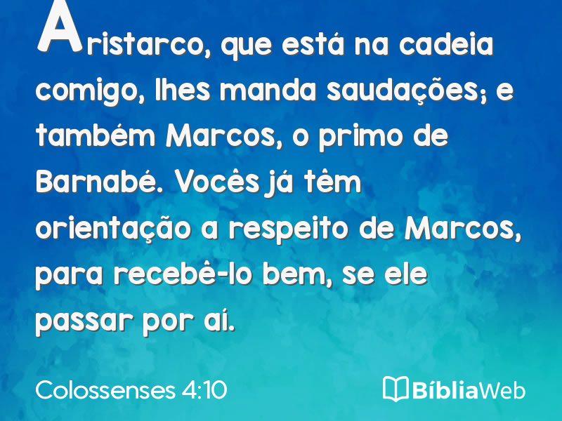 Colossenses 4:10 em imagem para compartilhar