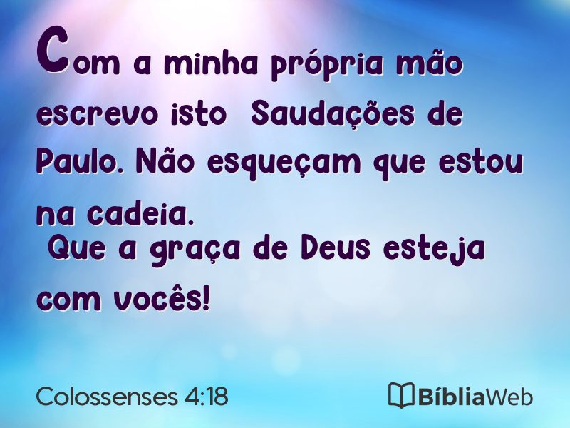 Colossenses 4:18 em imagem para compartilhar