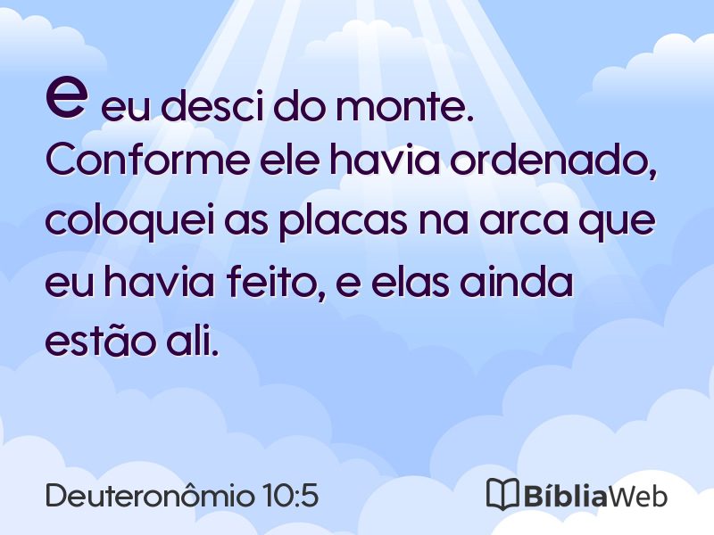 Deuteronômio 10:5 em imagem para compartilhar